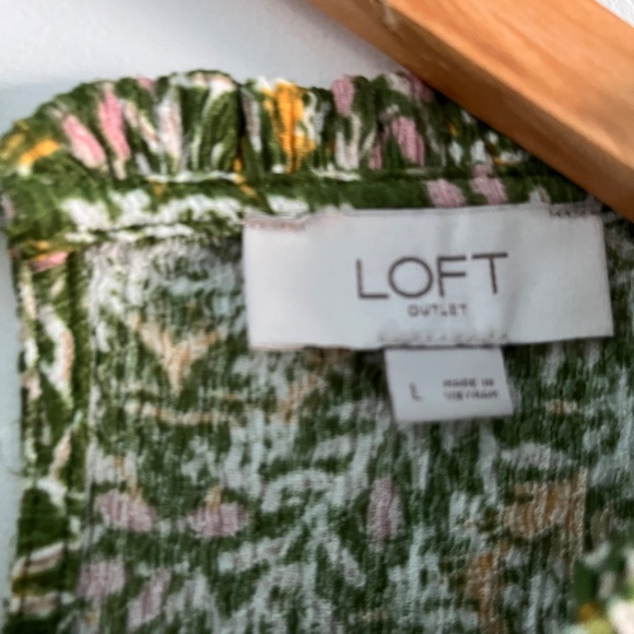 Loft Outlet Ruffled Floral Short Sleeve Top, L - Picture 5 of 7